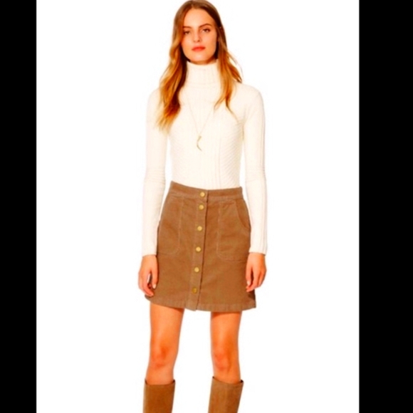 Tory Burch Lucitano Oatmeal Corduroy Skirt - Picture 2 of 10
